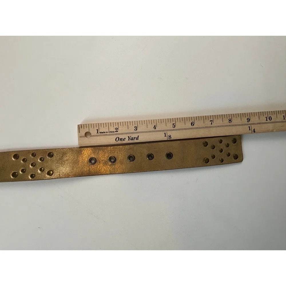 Free People Sola Stud Belt Gold Metallic Leather Women XL Boho